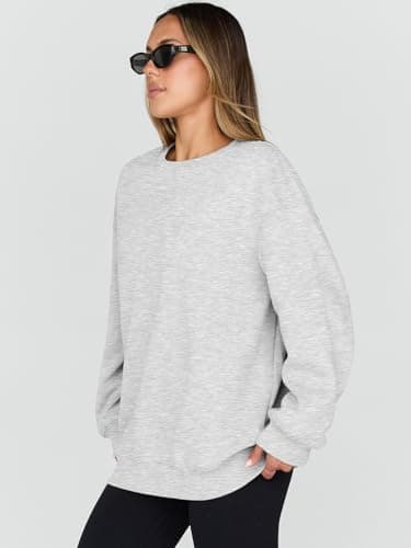 Trendy Queen Sweatshirts for Women Hoodies Oversized Crewneck Tops Sweaters Comfy Fall Winter Outfits Clothes 2025 Fashion Grey XL - Image 3