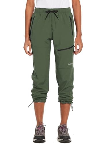 baleaf Travel Pants Women Hiking Long Tall Lightweight Quick Dry Water Resistant Cargo Pants 31'' Army Green Size M - Image 2