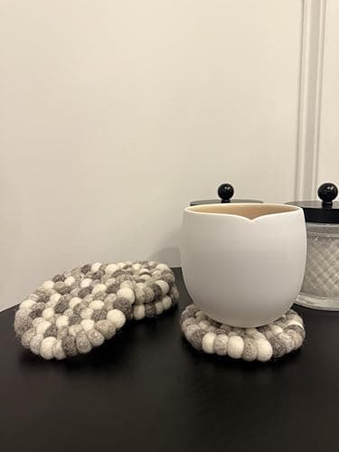 Set of 4-100% Wool Coasters for Drinks. Premium Quality, Heat Resistant, Table Protector | Handcrafted in Nepal | 10cm / 4in (Neutral) - Image 2