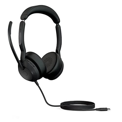 Jabra Evolve2 50 Wired Stereo Headset - with AirComfort Technology, Noise-Cancelling Mics & Active Noise Cancellation - Works with All Leading UC Platforms Such as Zoom & Google Meet - Black - Image 1