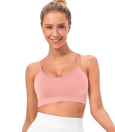 VEQKING Women's Cross Back Sports Bra Padded Strappy Medium Support Yoga Bra for Workout Fitness 3 Pack - Image 3