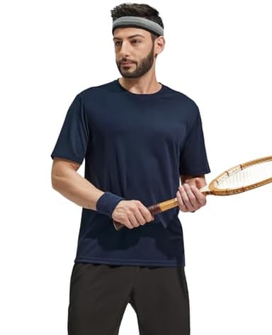 MIER Men's Short Sleeve T-Shirts Quick Dry Athletic Shirts Moisture Wicking Workout Running Polyester Tee Navy, S - Image 7