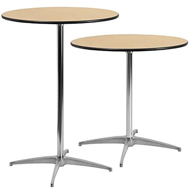 Flash Furniture Lars 30'' Round Wood Cocktail Table with 30'' and 42'' Columns, Adjustable Wood Standard or Bar Height Tall Round Table for Events or Home Use, Natural - Image 12