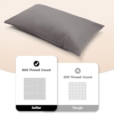 Warmstar 100% Cotton Toddler Pillowcase Set of 2, 600 Thread Count 13x18 Toddler Pillowcases Soft & Breathable, Cotton Travel Pillow Case Cover 13"x 18" with Envelope Closure,Dark Grey - Image 4
