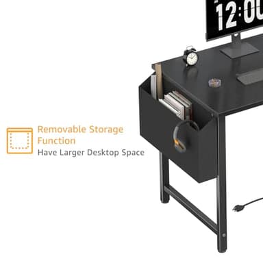 DLisiting Black L Shaped Desk with Shelves Power Outlet, 40 Inch Small Corner Computer Gaming Desk for Small Space Home Office, Study Work PC Desks for Bedroom, Black - Image 7