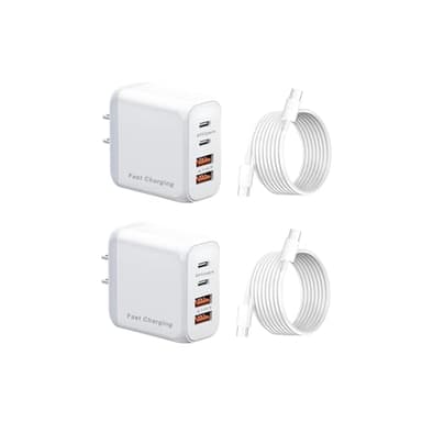 40W USB C Wall Charger, 4-Port,40w PD Power Adapter + QC Wall Plug Multiport Type C Charging Block Cube, A+C Charging Blocks USB-c Fast chargingCompatible with i Phone 16/15/14/13 (2 Pack with Cable) - Image 1