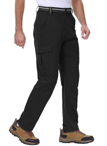 TBMPOY Men's Hiking Work Cargo Pants Lightweight Waterproof Quick Dry Outdoor Mountain Pant Summer Fishing Camping Black M - Image 6