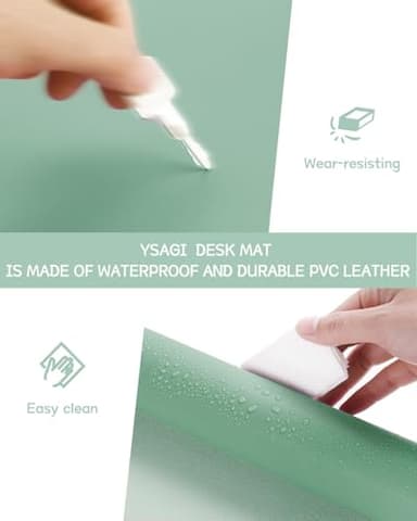 YSAGi Non-Slip Leather Desk Pad L Size, Waterproof Laptop Computer Desk Keyboard Mat, Table Protector Blotter Mat, Large Mouse Pad for Office/Work/Home/Decor(Pale Green, 35.4" x 17") - Image 6