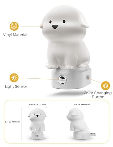 L LOHAS LED Plug in Night Light for Kids, 3D Cute Puppy Night Lights with Dusk to Dawn Sensor, RGB+Soft White 3000K Dog Night Light, Christmas Birthday Gift Nightlight for Kids, Room Decor - Image 7