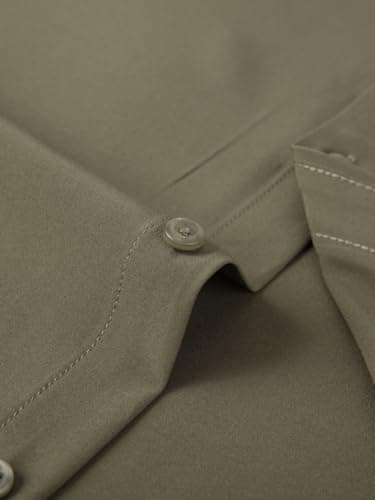 Dress Shirts for Men's Long Sleeve Button Down Shirt Slim Fit Business Formal Stretch Shirt Army Green Large - Image 5