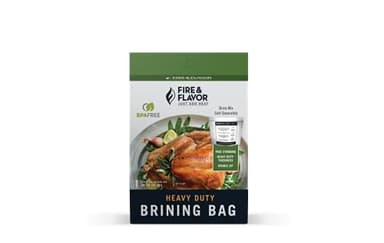 Fire & Flavor Turkey Perfect Brining Bag - Heavy Duty - Holds 25lb Turkey - 21" x 22" Zip Top Bag - 1 Pack, White - Image 1