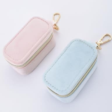 Velvet Mini Travel Jewelry Case - 2-in-1 Ring Holder Keychain Organizer, Portable Clutch for Earrings/Necklace, Wedding Party & Vacation Daily Storage Bag Gift for Women (Pink) - Image 8