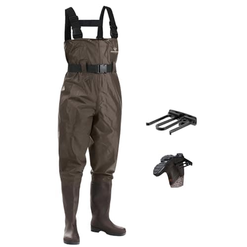 FISHINGSIR Fishing Waders for Men with Boots Womens Chest Waders 2-Ply Nylon/PVC Waterproof for Hunting with Boot Hanger - Image 1