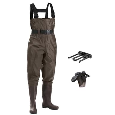 FISHINGSIR Fishing Waders for Men with Boots Womens Chest Waders 2-Ply Nylon/PVC Waterproof for Hunting with Boot Hanger - Image 1