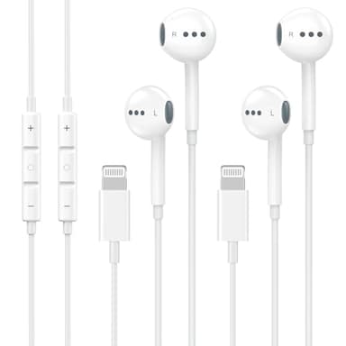 2 Pack Wired Headphones for iPhone Earbuds with Built-in Microphone & Volume Control HiFi Stereo Nosie Reduction Earphones for iPhone 14 13 12 11 Pro Max XS XR X 8 7 6, Plug and Play, Support All iOS - Image 1