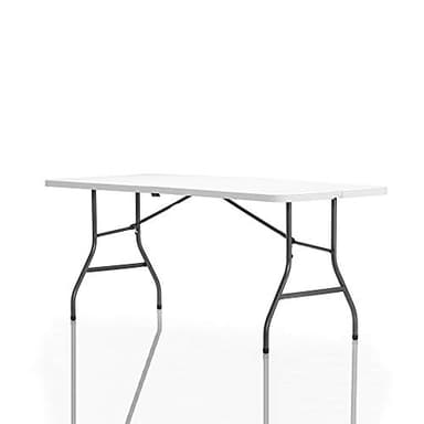 Cosco 6ft Fold-in-Half Blow Molded Folding Table, Indoor/Outdoor, Comfort Handle, Lightweight Plastic Construction - White - Image 7
