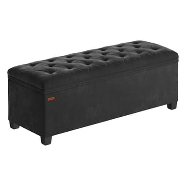 SONGMICS Velvet Storage Ottoman Bench, Foot Rest with Legs, 15.7 x 43 x 15.7 Inches, End of Bed Bench, Storage Chest, Load up to 660 lb, for Living Room, Bedroom, Entryway, Ink Black ULSF089B02 - Image 1