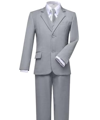 Visaccy Suits for Boys,Slim Fit Boys Suit Outfit for Toddler Kids Bathing Gray Size 10 - Image 5