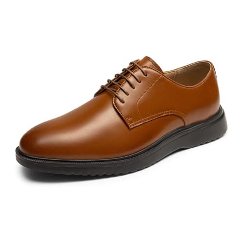 Bruno Marc Men's MaxFlex Polish Casual Dress Lace-Up Oxfords Business Formal Derby Sneakers Comfortable Fashion Shoes, Size 8, Brown, SBOX2402M - Image 1