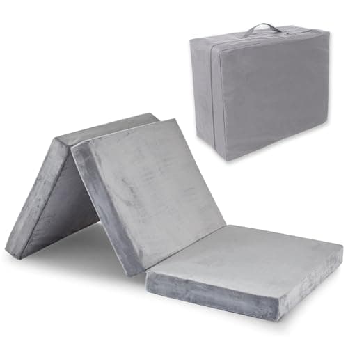 SINWEEK Tri Folding Mattress Foam Topper 4" Thickness Floor Cot Mattress, Guset Bed with Removable&Machine Washable Cover and Lining, CertiPUR-US Certified 38 x 80 Inch - Image 1