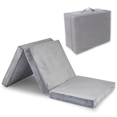 SINWEEK Tri Folding Mattress Foam Topper 4" Thickness Floor Cot Mattress, Guset Bed with Removable&Machine Washable Cover and Lining, CertiPUR-US Certified 38 x 80 Inch - Image 1