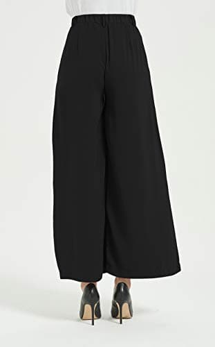 Tronjori Women High Waist Casual Wide Leg Long Palazzo Pants Trousers Regular Size(XL Short,Black) - Image 5