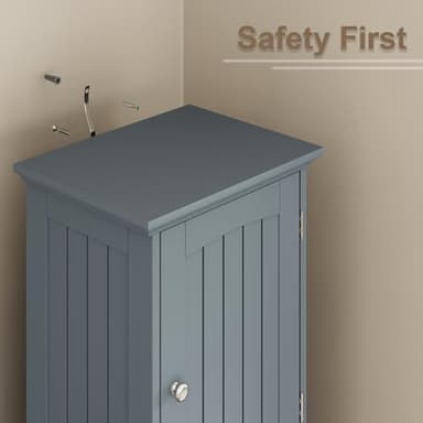 ChooChoo 67" Tall Bathroom Storage Cabinet Freestanding with Adjustable Shelves, Narrow Storage Linen Cabinet with 2 Doors and 1 Drawers for Bathroom, Living Room, Kitchen, Grey - Image 9