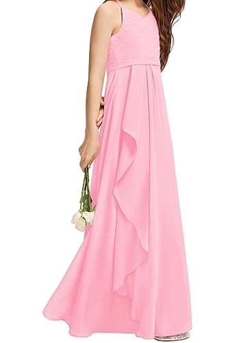 Imily Bela Girls A-Line Halter Dress Junior Bridesmaid Flower Girl Flowy Chiffon Maxi Dresses Wedding Party Pageant Gown - Image 5