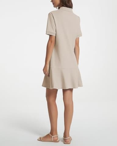 YEXPINE Polo Dress for Women Short Sleeve Ruffle Hem Golf Tennis Summer Mini Dresses Oatmeal - Image 5