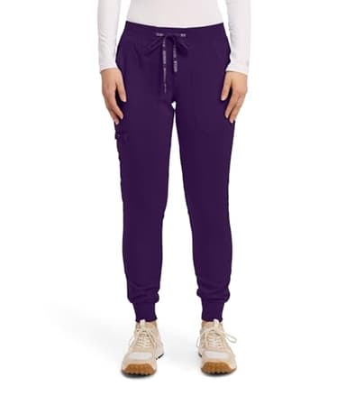 Med Couture Scrub Pants for Women Cargo Jogger Bottoms with 5 Pockets, Lightweight, Ultra Soft, 2-Way Stretch Fabric - MC7710, XL Tall, Eggplant - Image 1