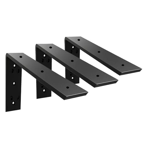 WINKER Countertop Support Bracket 3 Pack Heavy Duty 3/8" Thick Hidden L Shelf Bracket 14" x 6" x 2.5" Metal Corbels for Quartz/Granite/Wood/Concrete/Laminate Countertops, Black - Image 1