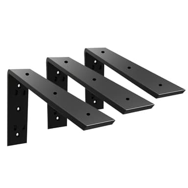 WINKER Countertop Support Bracket 3 Pack Heavy Duty 3/8" Thick Hidden L Shelf Bracket 14" x 6" x 2.5" Metal Corbels for Quartz/Granite/Wood/Concrete/Laminate Countertops, Black - Image 1