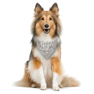 Big Sister Dog Bandana - Light Gray Pet Scarf Accessories, Triangle Bandana for Large Dogs, Baby Announcement (L) - Image 4