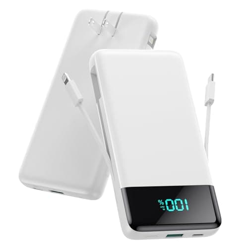 Portable Charger for iPhone with Built in Cables and Wall Plug,Upgraded 13800mAh Fast Charging USB C Power Bank,4 Outputs Travel Essential Battery Pack Compatible with iPhone 15/14/13,Samsung-White - Image 1