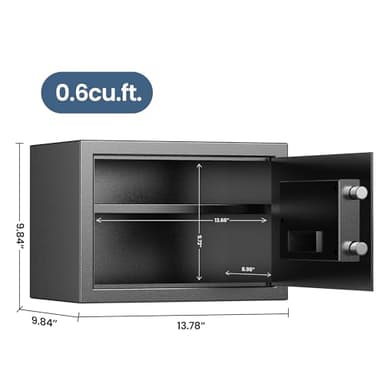 Locksworth Safe for Home, 0.6 Cubic Feet Safety Box, Lock Box for Money, Jewelry, Documents and Guns, Digital Security Safe for Office, Hotel and Personal Use, 13.8"W x 9.8"D x 9.8"H - Image 7
