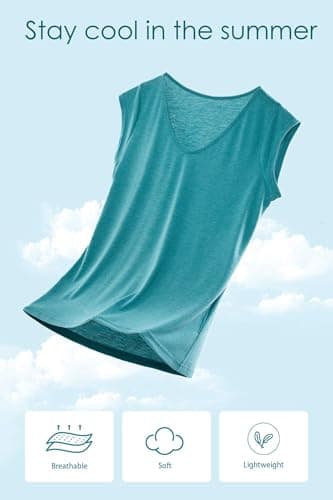 Langwyqu Womens Cap Sleeve Blouses T-Shirt Casual Loose Fit Basic Shirts Tank Tops White - Image 8