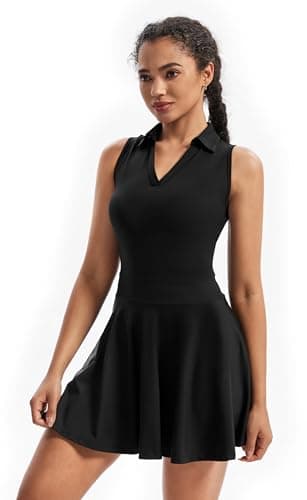 Flowy Athletic Dress for Women Workout Golf Tennis Active Wear Mini Sun Dresses with Shorts Pockets Teen Girls Cute Trendy Clothes Casual Summer Beach Going Out Outfits(Black,S) - Image 5