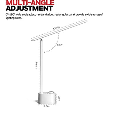 Honeywell Upgraded LED Desk Lamp - H01 Pro Sunturalux™ Foldable Desk Light with USB A+C Charging Port, 3 Color Modes Dimmable Table Lamp for Home Office Reading(White) - Image 2