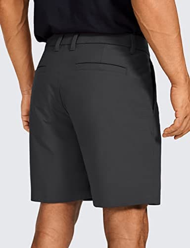 CRZ YOGA Men's All Day Comfy Golf Shorts - 9" Stretch Lightweight Flat Front for Casual Work with Pockets Ink Gray 36W x 9L - Image 2