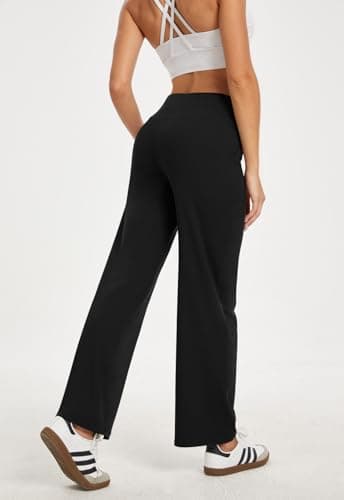 COPYLEAF Wide Leg Pants Woman High Waist Yoga Pants with Pockets Loose Stretch Dress Work Sweatpants Casual Lounge(Black M) - Image 3