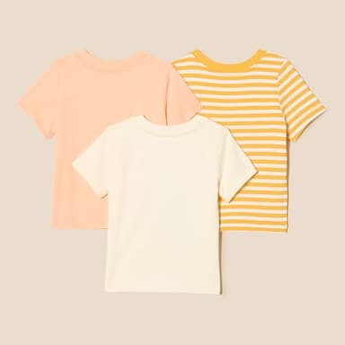 Amazon Essentials Unisex Toddlers' Short Sleeve T-Shirts, Pack of 3, Pastel Peach/Cheetah/Stripe, 2T - Image 2