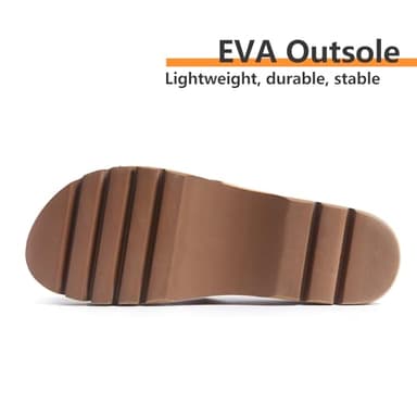 Ustogi Women's Higher Platform Sandals Arch Support Beach Slides for Woman Orthotic Summer Causal Cork Footbed Slip on Cushion Cute 2 Strap Flatform 2.2IN sandalias de mujer(7.5, Brown) - Image 4