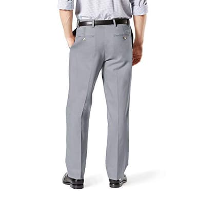 Dockers Men's Classic Fit Signature Khaki Lux Cotton Stretch Pants-Pleated (Regular and Big & Tall), Burma Grey, 40W x 36L - Image 4