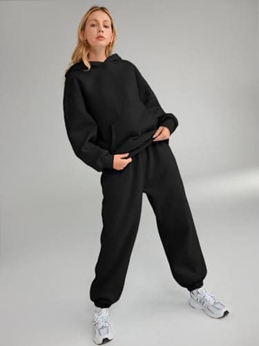 AUTOMET Women 2 Piece Outfits 2025 Plus Size Fall Fashion Airport Travel Pants Lounge Set Leisure Vacation Winter Clothes Sweatsuits Black XL - Image 5