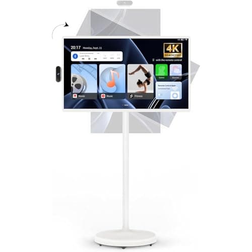 ApoloSign 32 inch UHD 4K Smart Portable TV, Rolling TV on Wheels with Rotatable Touch Screen, Android 13 OS, 8G +256G Storage, Built-in Battery, Full Swivel Rotation, Voice Remote - Image 1