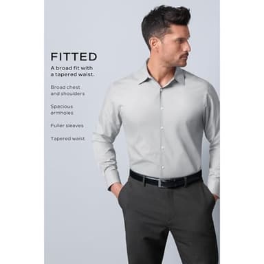 Van Heusen Men's Dress Shirt Fitted Poplin Solid, White, 17.5" Neck 34"-35" Sleeve - Image 6