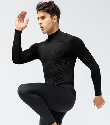 SPVISE Men's Compression Shirt Long Sleeve Mock Turtleneck Athletic Workout T-Shirts Running Tops Cool Gym Undershirts Black - Image 5