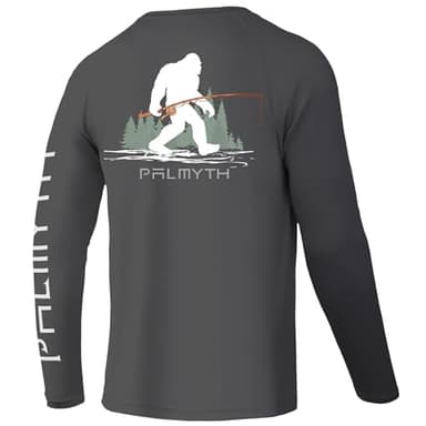 Palmyth Fishing Shirts for Men Long Sleeve UPF 50+ T Shirt Sun Protection Tee (Charcoal/Bigfoot Fishing, 2XL) - Image 1