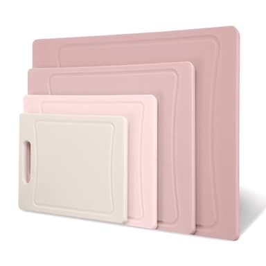 COOK WITH COLOR Non-Slip Cutting Board Set – Kitchen Essentials with Easy Grip Handle for Meat, Veggies, and Fruits, 4 Cutting Boards, Pink - Image 8
