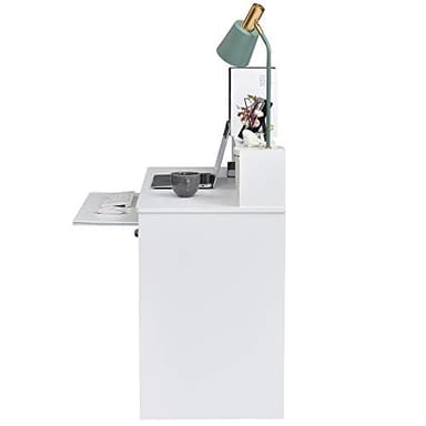 ROCKPOINT Axess White Computer Keyboard Tray and Drawer Small Home Office Bedroom, Homework and School Studying Writing Desk for Student with Storage - Image 5